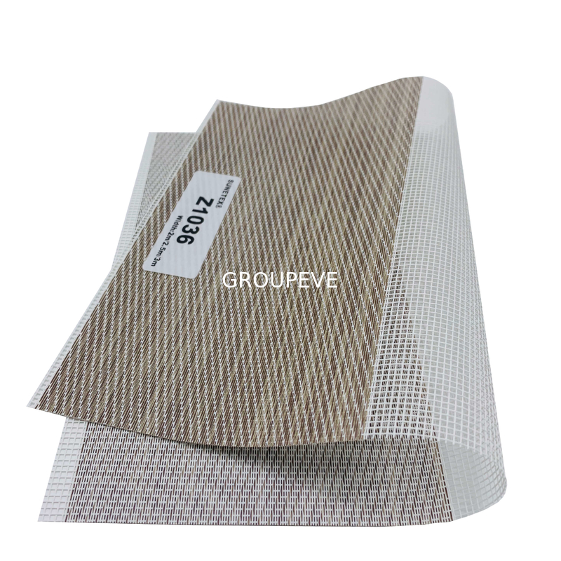 Roll Up Venetian Motorized Sunscreen Zebra Fabric Blinds ISO 105 B02