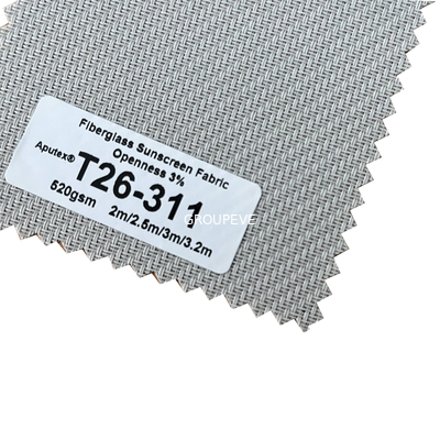 Хорошая цена. Стекло стеклоткани 58% 42% покрытое PVC - преграждать ткани 520gsm Солнца волокна онлайн